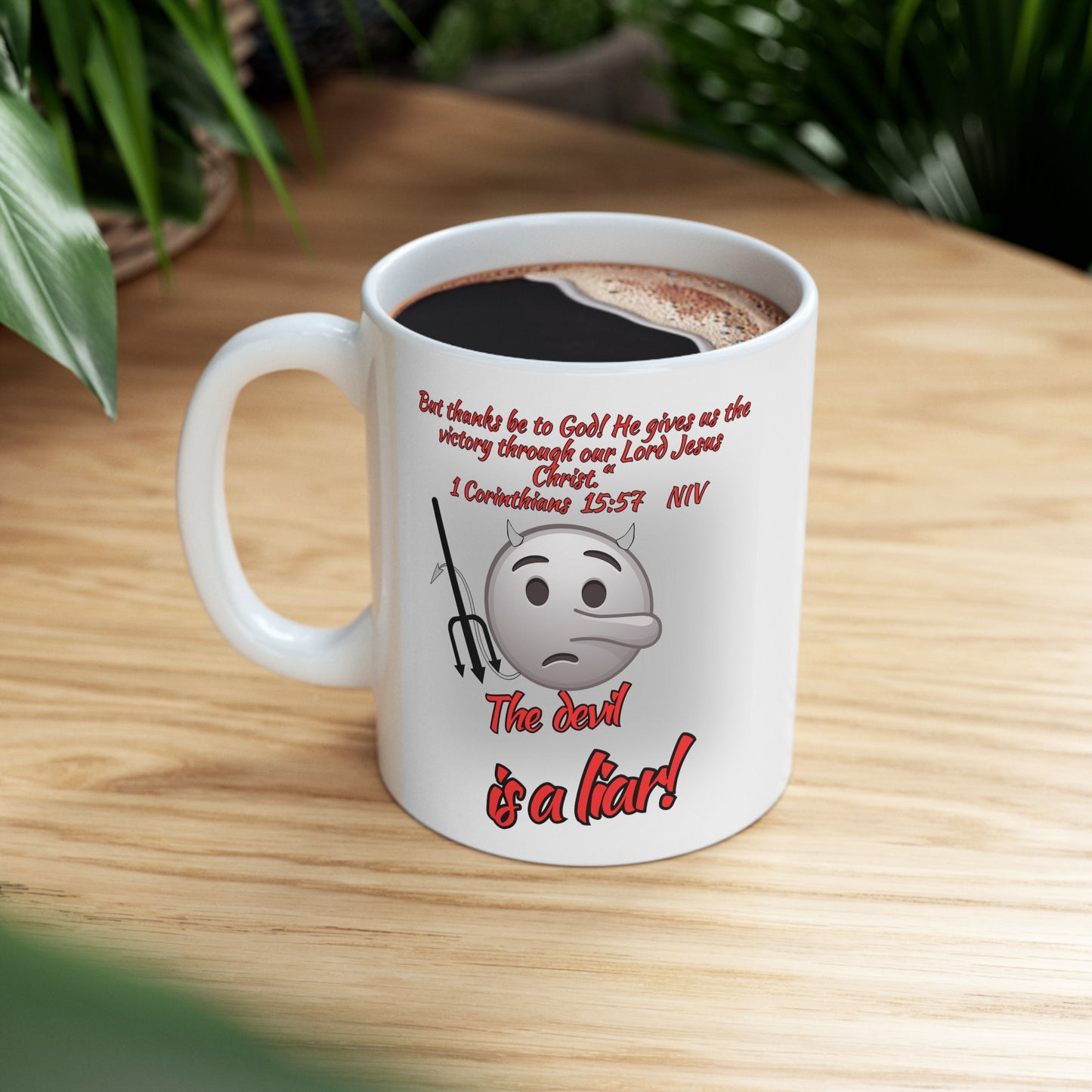 He's Lying!!!!! - White Coffee Mug, 11oz